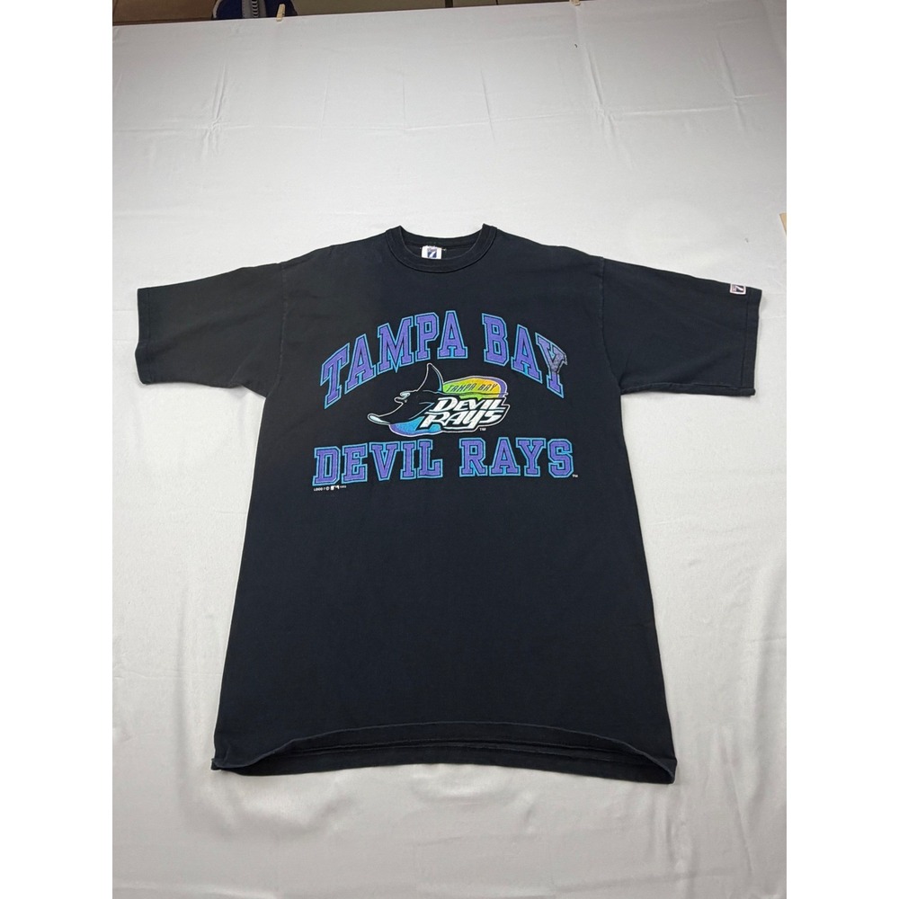 Logo 7 T-Shirt Mens Large Black TampaBay Devil Rays Vintage 1995 MLB Graphic USA